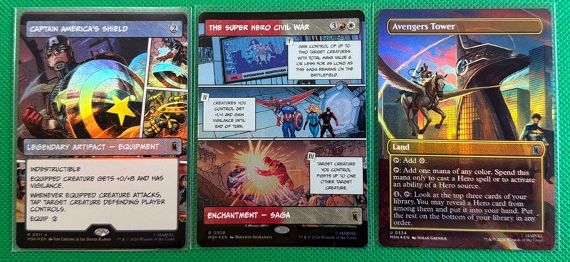 MTG Marvel Super Heroes 3 Card Lot-Captain America Avengers Tower Civil War Foil