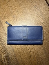 Vintage Coach Leather Wallet Hamilton trifold Navy Blue
