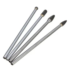 4*Rotary Burr 1/4 Inch 6mm Shank 150mm Long Carbide Cutter CNC Engraving Bit Set