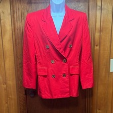 Ann Taylor Vibrant Red Double-Breasted Blazer Size 4