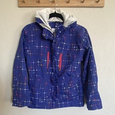 Columbia Interchange Omni-Shield Kids Ski Jacket Blue Geometric Hooded 10/12