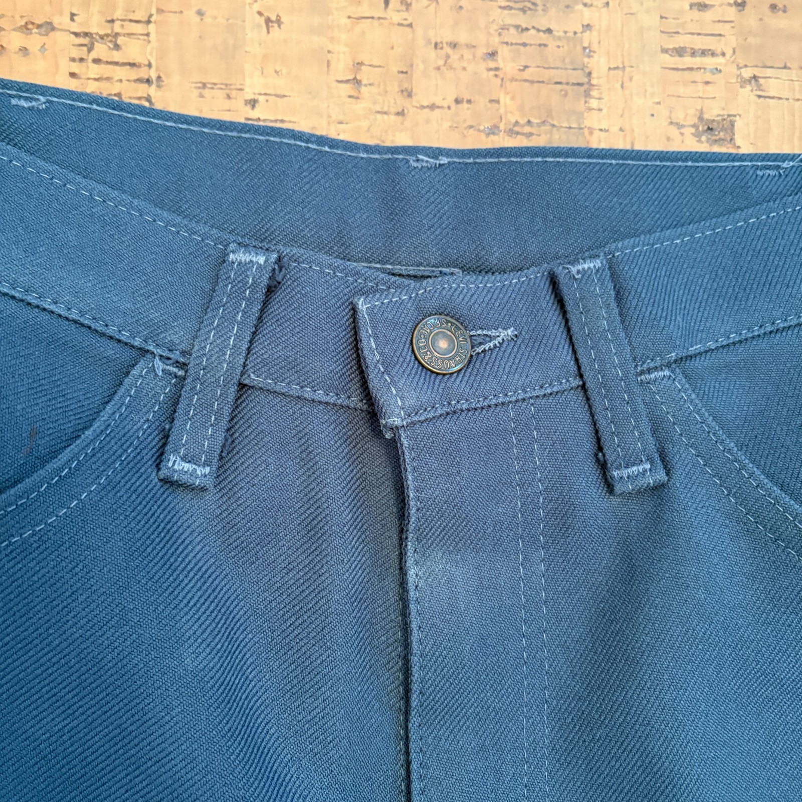 VTG Levis Mens Pants Sta-Prest Black Tab Blue Polyester 33x32 Rockabilly Disco thumbnail 3