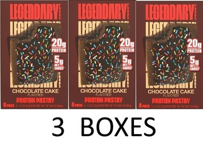 Legendary Foods Protein Pastry Chocolate Cake - 4 Pastries in a box - 3 BOXES