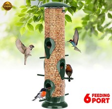 Bird Feeder Metal Tube Hanging 6 Port Wild Bird Seed Squirrel Proof Chew-Proof