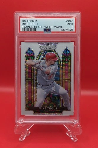 2021 Panini Prizm Mike Trout Stained Glass White Wave #SG-1 PSA 9