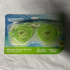 New Speedo Kids Green Sunglass Style Sunny Vibes Goggles, Bungee Straps Ages 3-6