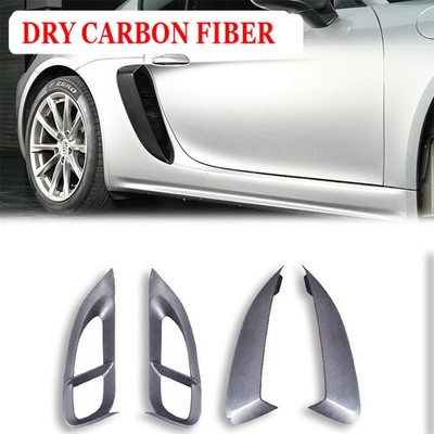 DRY Carbon Fiber Side Air Scoop Vents Trim Intake for Porsche 981 Cayman GT4 17+