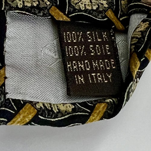 Valentino Cravatte Vintage Men's Tie Made In Italy Grey Gold 100% Silk Necktie - Picture 7 of 8