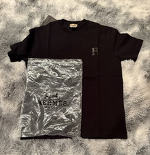 Herm s Black Logo Accent Crew Neck Short Sleeve Solid T-Shirt Regular L