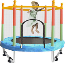 Kids Trampoline Indoor Outdoor 55 Inch Small Steel Frame Safe Stable Jumping Toy
