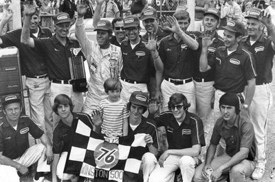 Driver David Pearson Wood Brothers team celebrate their win Winsto- Old Photo