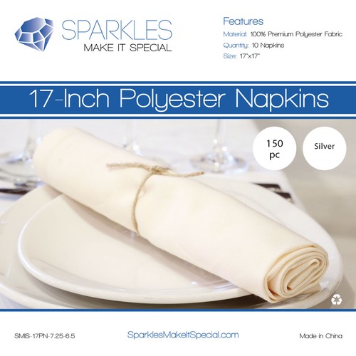 150 pcs 17"x17" inch Polyester Cloth Napkin - Silver - w/ Rings Wedding hl - Picture 3 of 6