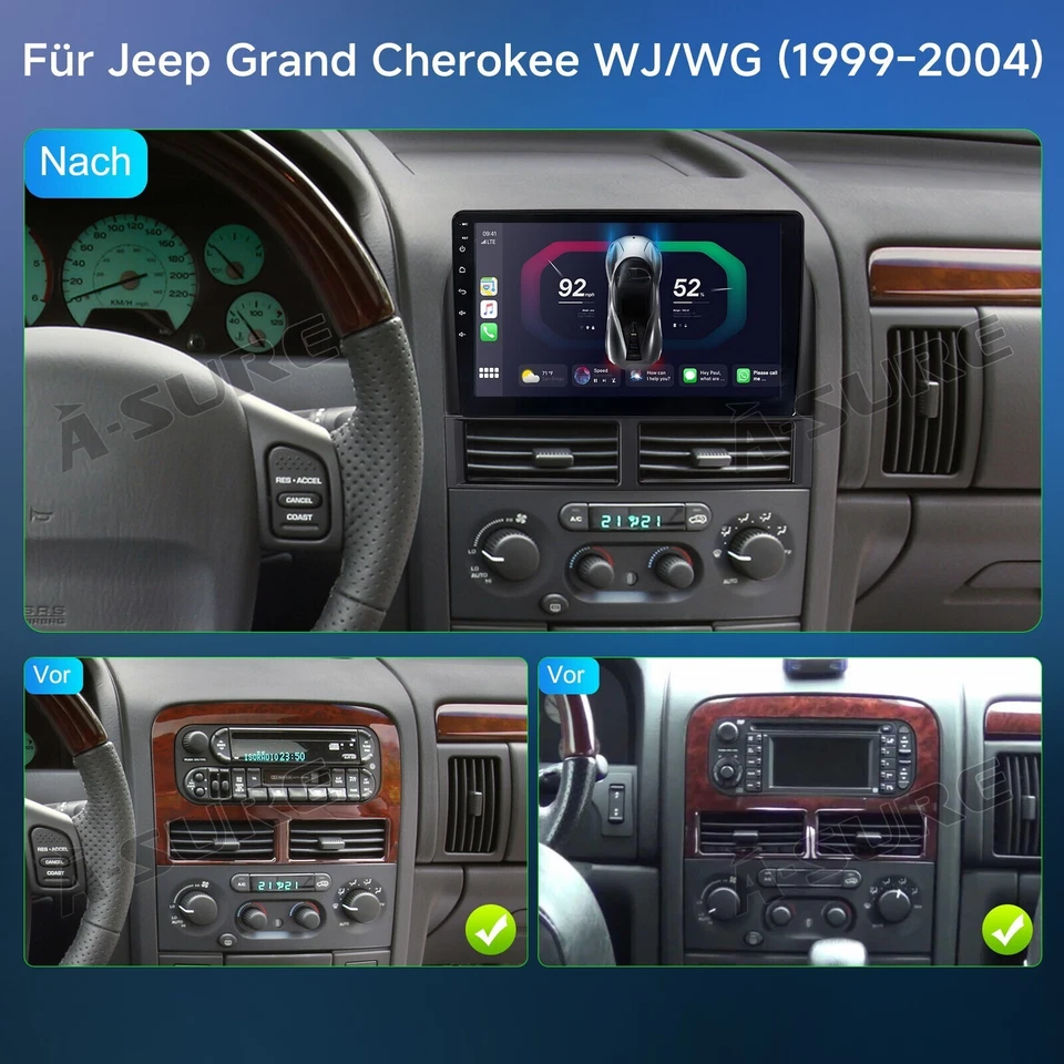 2+32GB Android 14 AutoRadio CarPlay WIFI für Jeep Grand Cherokee WJ/WG 1999-2004 - Bild 4 von 4