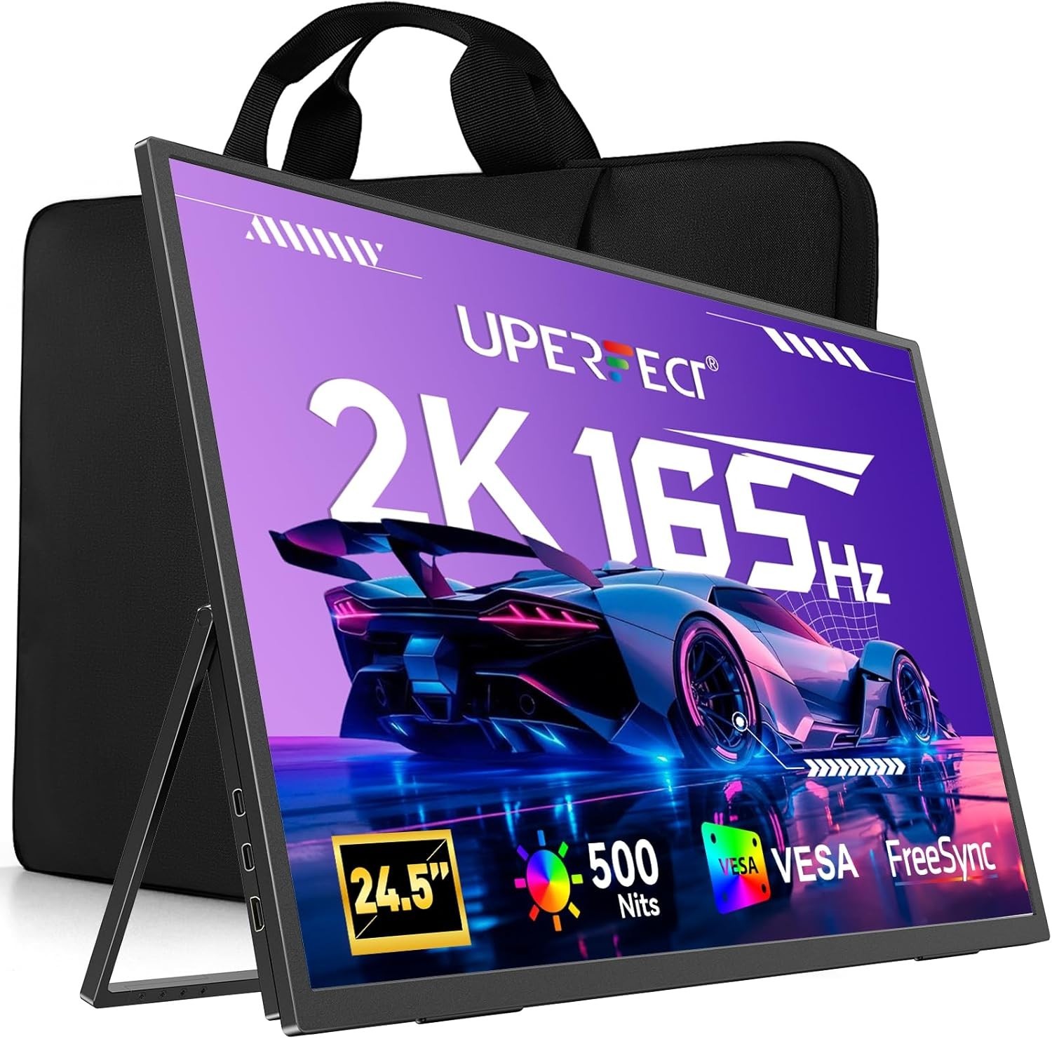 UPERFECT 24.5” Portable 2K Large Gaming Monitor Built-in 180° Adjustable Base