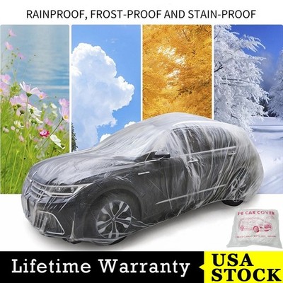 1 Pack Clear Plastic Disposable Car Cover Temporary Universal Garage Rain Dust
