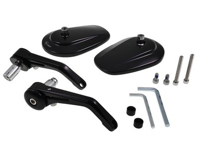 Motorrad Lenkerendenspiegel Set CNC schwarz, 360° drehbar 7/8 Zoll 22mm Roller