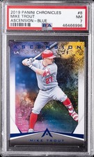 2019 PANINI CHRONICLES ASCENSION BLUE #8 MIKE TROUT #/99 PSA 7