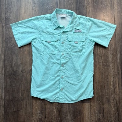 Columbia PFG Kid s Button Up Shirt Color Seafoam Size M(10-12)