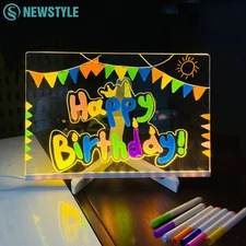 Note Board LED Night Light 7-Color Lighted Acrylic Drawing Message