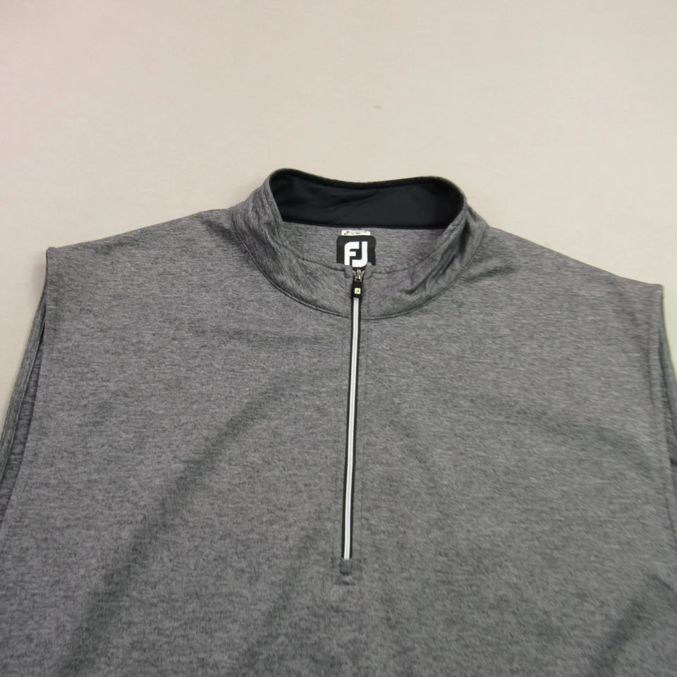 Footjoy Suéter Chaleco Para Hombres 2XL Sin Mangas Ligero Informal 1/4 Cremallera Gris Foto 3 de 4