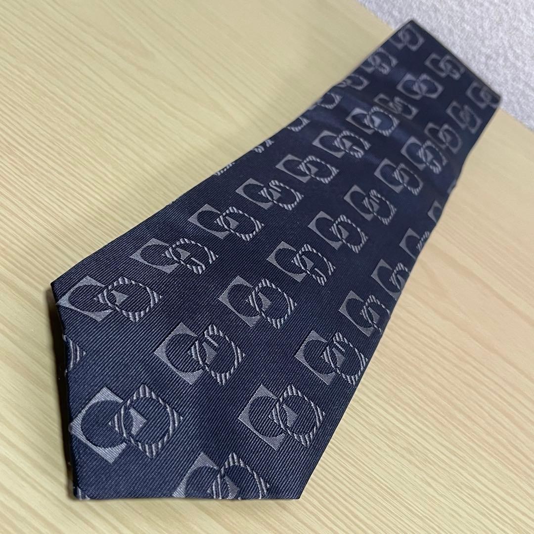 Gucci Necktie Tie 100% Silk Black Gray Square Pattern 3.7 inches From Japan thumbnail 2