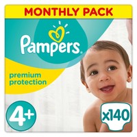 Pampers Premium Protection 140 Baby Nappies 9-18 Kg - Size 4 + Pampers Premium Protection 140 Baby Nappies 9-18 Kg - Size 4 +
