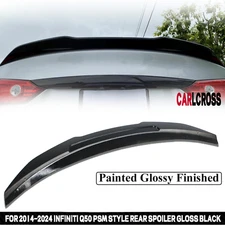 For Infiniti Q50 14-24 PSM Style Rear Trunk Spoiler Boot Wing Lip Glossy Black