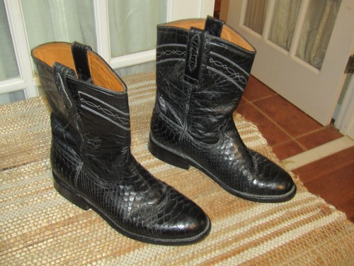 Marquez De Leon Black Snakeskin Western Cowboy Boots Men's size 7 Mex 26