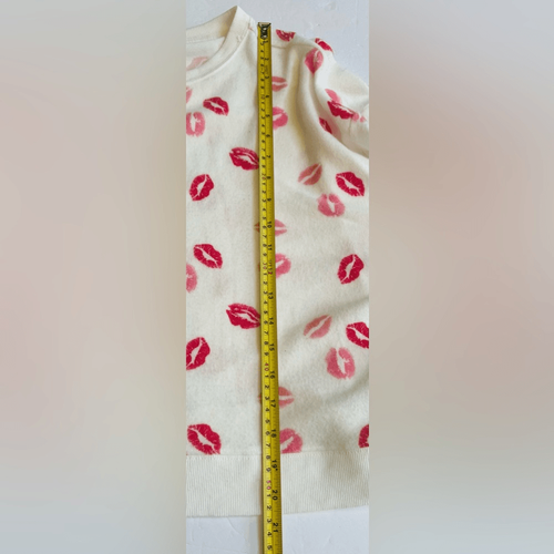 Felpa Pullover Z Supply Kissed Crew Taglia Media Bianco Rosso Labbra - Foto 5 di 6