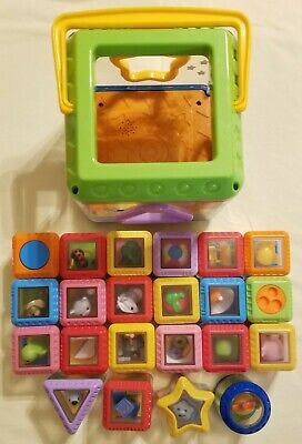 Fisher Price Peek-A- Blocks lot of 22 + Musical Shape Sorter Cube
