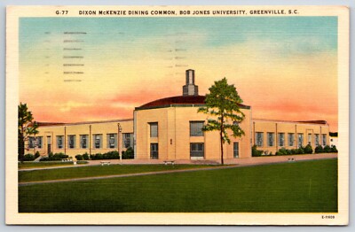 Postcard Bob Jones University Dixon McKenzie Dining Common Greenville, SC Posted