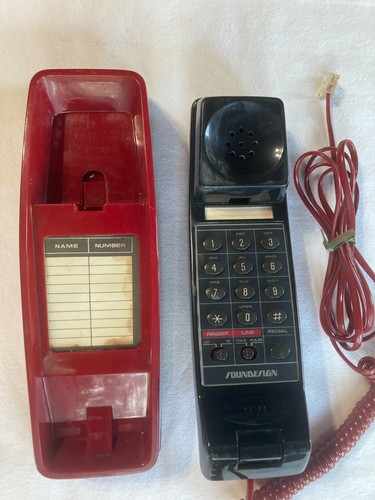 Vintage Soundesign 7027 Burgundy Red Trimline Style Corded Phone - Picture 3 of 5