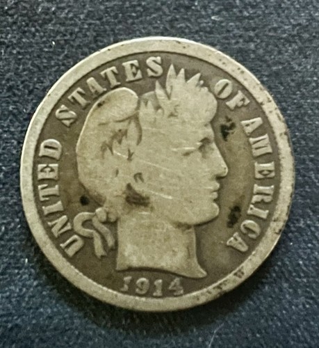 1914-D Barber Dime 10C Silver - Very Good (VG) - Picture 5 of 10