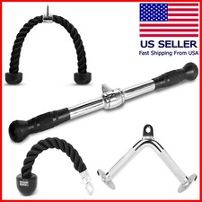 Tricep Press Down Cable Machine Attachment LAT Pulldown Gym Set 4pcs Bundle