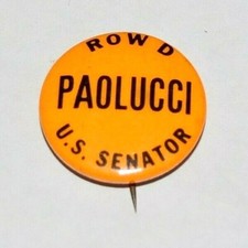 1964 Henry Paolucci Senado de Nueva York campaña pinback botón político SENATORIAL
