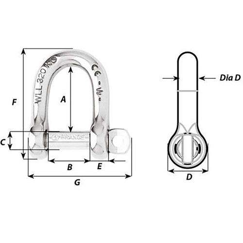 Wichard Self-Locking D Shackle - Diameter 5mm - 3/16" - Afbeelding 2 van 2