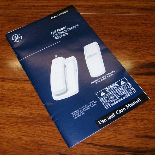GE Full Power / Full Range Cordless Telephone **Manual ONLY** (2-9510 / 9512) 