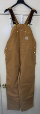 Carhartt R01 BRN Men  s Double Knee Duck Canvas Carpenter Overalls Bibs 44x32