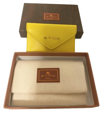 ETRO Milano Card Holder New With Box. Yellow. Made In Italy 