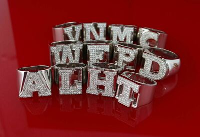 Cubic Zirconia 925 Sterling White Silver Alphabets A to Z Women's