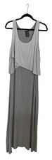 Chelsea & Theodore Women Size XL White Gray Stripe Maxi Long Sleeveless Dress
