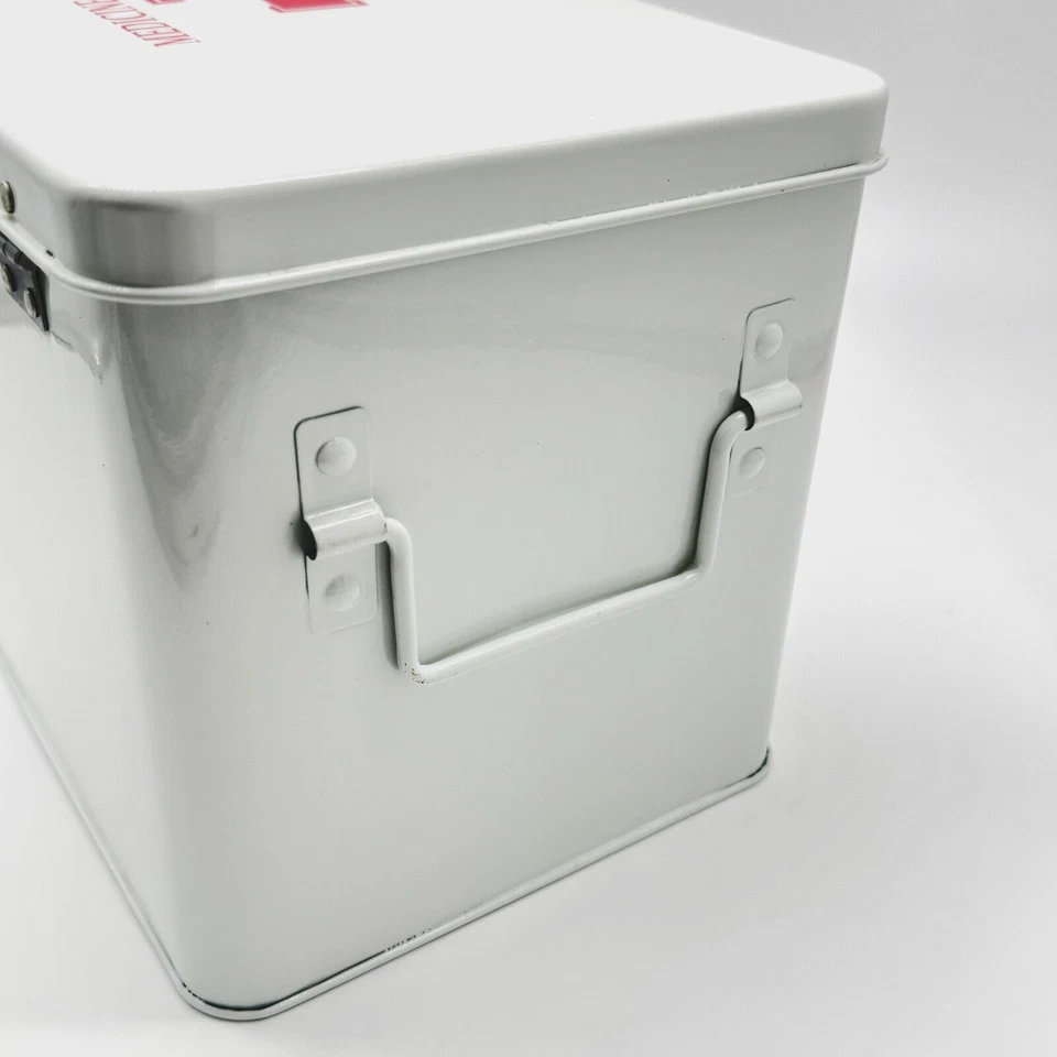 Vintage Style Metal First Aid Container Medical Cabinet White Storage 12.5x8x7 - Image 4 of 4