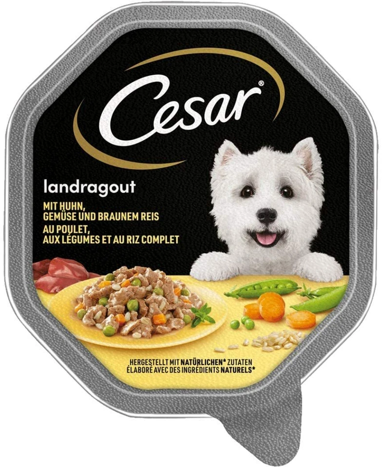CESAR HUNDEFUTTER NASSFUTTER LANDRAGOUT MIT LEICHT GEGRILLTEN HUHN 14 x 150gr - Bild 2 von 4