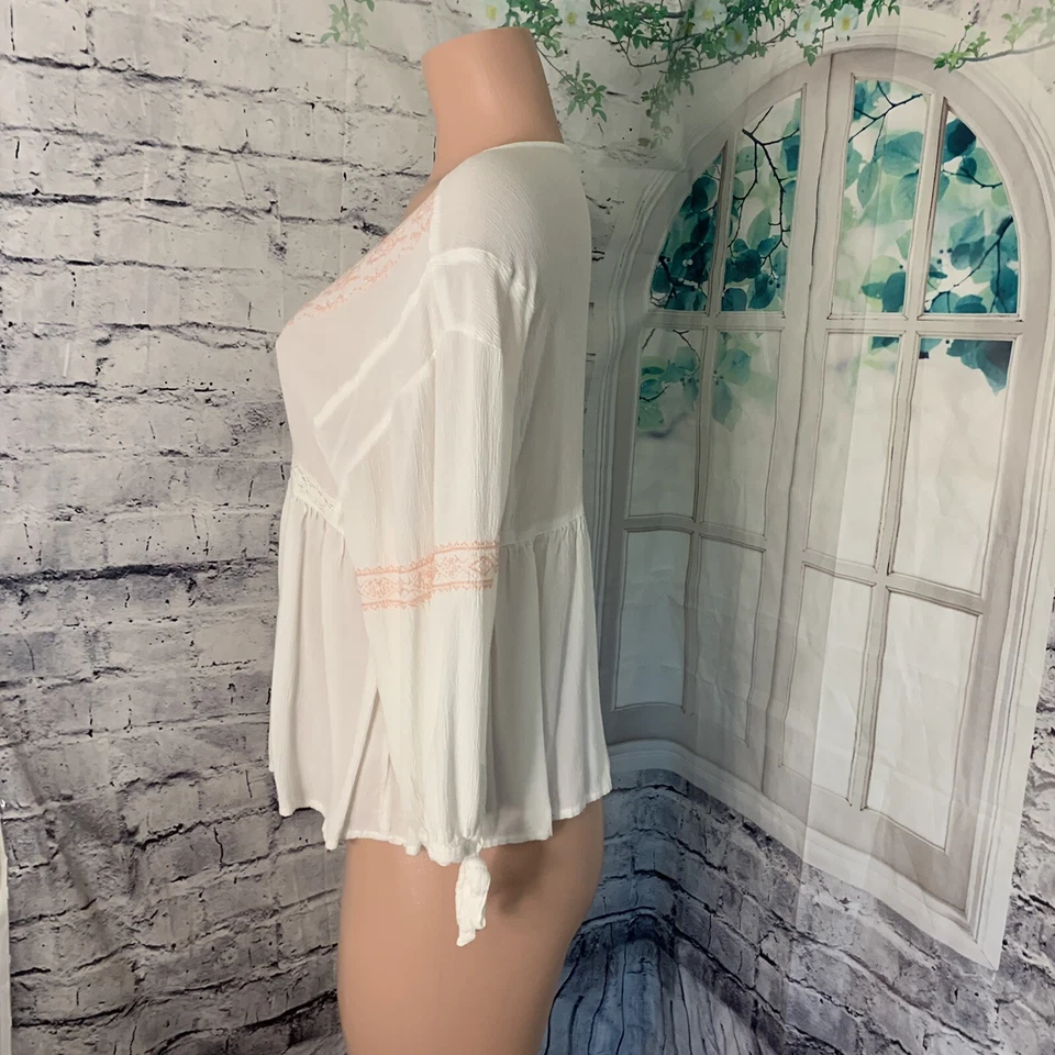 Justice молодежи девочек Kids верхний размер 14/16 белый вискоза вышитый богемное расслабиться подходит - Изображение 3 из 4