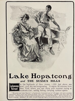 1905 Lackawanna Railroad Print Ad Pocono Mountains Man Woman Golf Pennsylvania