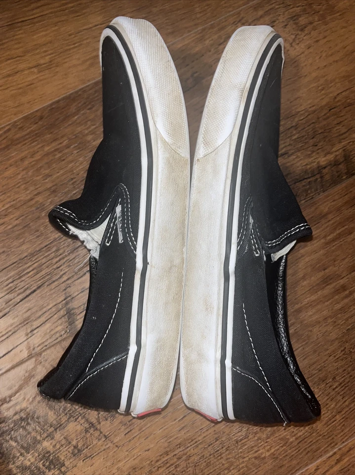 VANS Off the Wall Classic Slip-On BLACK Sneakers Tennis Shoes Womens 6 Men’s 4.5 - Image 4 of 4