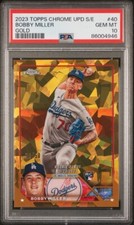 2023 Topps Chrome Update Sapphire Bobby Miller Rookie Debut Gold/50 Psa 10