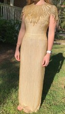 Stephen Yearick 1987 Fully beaded Wedding/ Pageant gown size 4 nude/gold