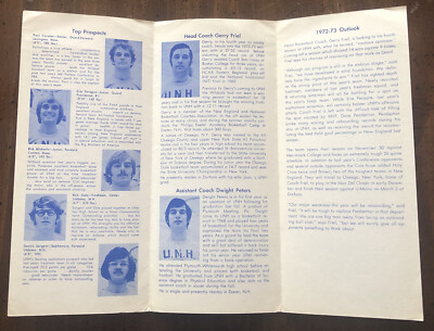 BEYOND RARE 1972 University of New Hampshire Basketball Schedule