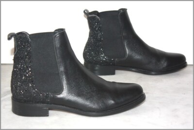 Bottines Jeune & Jolié Cuir Noir Cloutées Talons 8cm - Taille 39 - Occasion Très Bon état